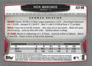 2013 Bowman - Chrome Rookie Autographs #ACR-NM Nick Maronde Back