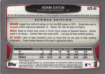 2013 Bowman - Chrome Rookie Autographs #ACR-AE Adam Eaton Back