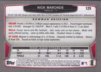2013 Bowman - Gold #129 Nick Maronde Back