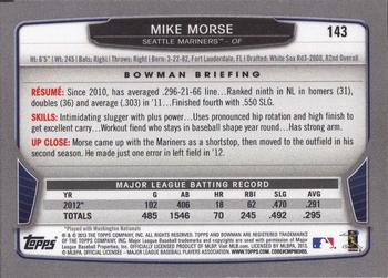 2013 Bowman - Gold #143 Mike Morse Back