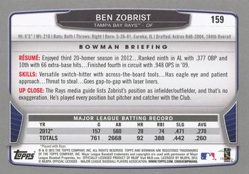 2013 Bowman - Gold #159 Ben Zobrist Back