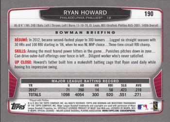 2013 Bowman - Gold #190 Ryan Howard Back