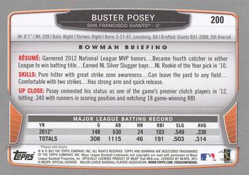 2013 Bowman - Gold #200 Buster Posey Back