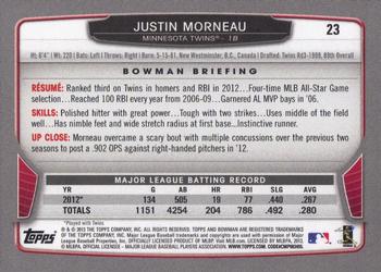 2013 Bowman - Gold #23 Justin Morneau Back