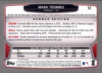 2013 Bowman - Gold #12 Mark Trumbo Back