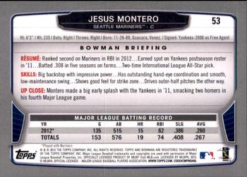 2013 Bowman - Gold #53 Jesus Montero Back
