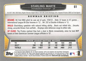 2013 Bowman - Gold #61 Starling Marte Back