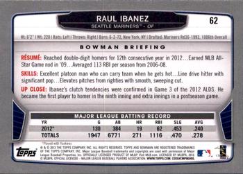 2013 Bowman - Gold #62 Raul Ibanez Back