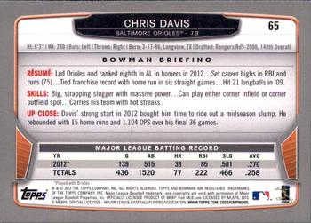 2013 Bowman - Gold #65 Chris Davis Back