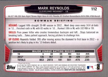 2013 Bowman - Gold #112 Mark Reynolds Back
