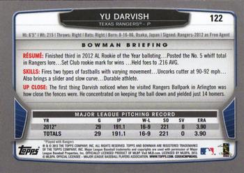 2013 Bowman - Gold #122 Yu Darvish Back