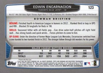 2013 Bowman - Gold #123 Edwin Encarnacion Back