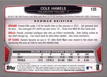 2013 Bowman - Gold #135 Cole Hamels Back