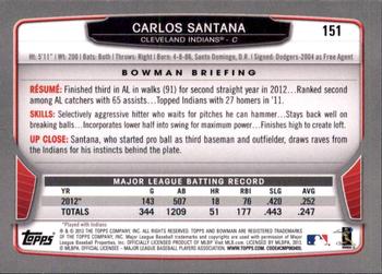 2013 Bowman - Gold #151 Carlos Santana Back