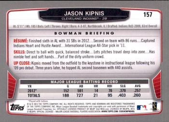 2013 Bowman - Gold #157 Jason Kipnis Back