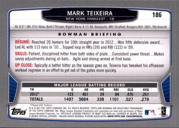 2013 Bowman - Gold #186 Mark Teixeira Back