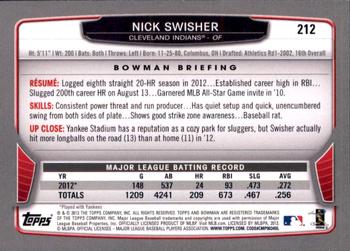 2013 Bowman - Gold #212 Nick Swisher Back