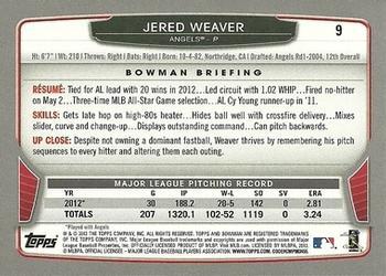 2013 Bowman - Hometown #9 Jered Weaver Back