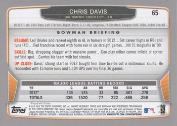 2013 Bowman - Hometown #65 Chris Davis Back