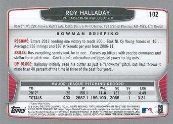 2013 Bowman - Hometown #102 Roy Halladay Back