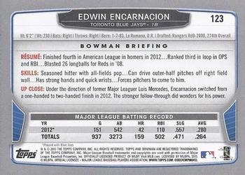 2013 Bowman - Hometown #123 Edwin Encarnacion Back