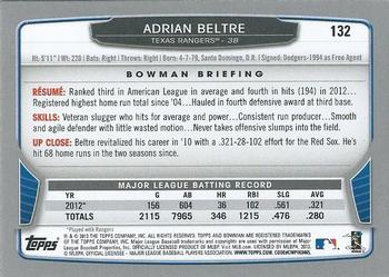 2013 Bowman - Hometown #132 Adrian Beltre Back
