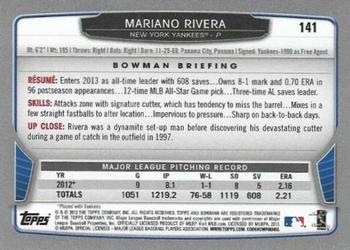 2013 Bowman - Hometown #141 Mariano Rivera Back