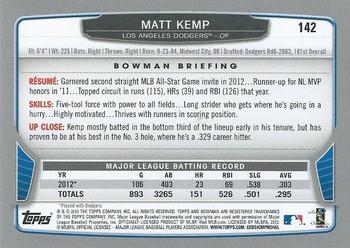 2013 Bowman - Hometown #142 Matt Kemp Back