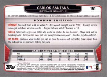 2013 Bowman - Hometown #151 Carlos Santana Back