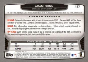 2013 Bowman - Hometown #167 Adam Dunn Back