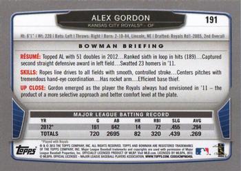 2013 Bowman - Hometown #191 Alex Gordon Back