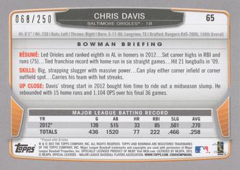 2013 Bowman - Orange #65 Chris Davis Back