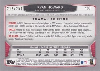 2013 Bowman - Orange #190 Ryan Howard Back