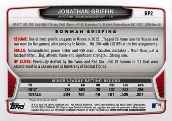 2013 Bowman - Prospects #BP2 Jonathan Griffin Back