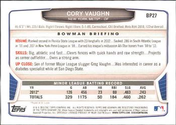 2013 Bowman - Prospects #BP27 Cory Vaughn Back