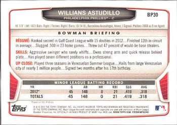 2013 Bowman - Prospects #BP30 Willians Astudillo Back