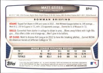 2013 Bowman - Prospects #BP41 Matt Stites Back