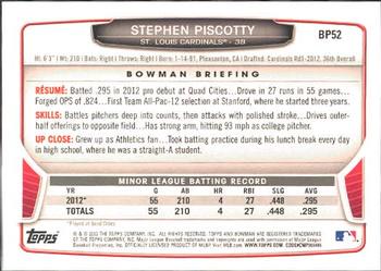2013 Bowman - Prospects #BP52 Stephen Piscotty Back