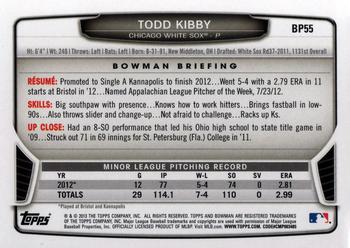 2013 Bowman - Prospects #BP55 Todd Kibby Back