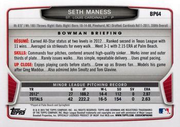 2013 Bowman - Prospects #BP64 Seth Maness Back