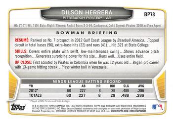 2013 Bowman - Prospects #BP78 Dilson Herrera Back