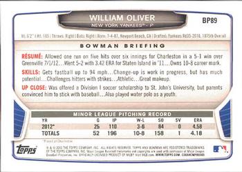 2013 Bowman - Prospects #BP89 William Oliver Back