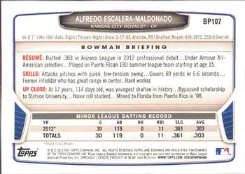 2013 Bowman - Prospects #BP107 Alfredo Escalera-Maldonado Back
