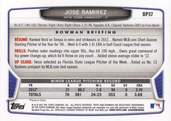 2013 Bowman - Prospects #BP37 Jose Ramirez Back