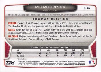 2013 Bowman - Prospects #BP46 Michael Snyder Back