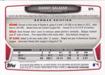 2013 Bowman - Prospects #BP6 Danny Salazar Back