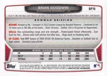 2013 Bowman - Prospects #BP76 Brian Goodwin Back