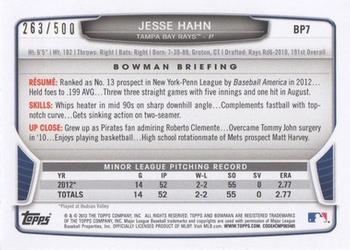 2013 Bowman - Prospects Blue #BP7 Jesse Hahn Back