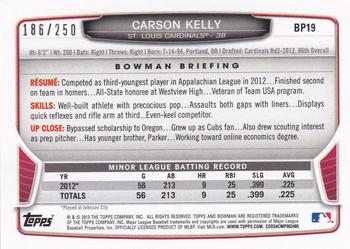 2013 Bowman - Prospects Orange #BP19 Carson Kelly Back