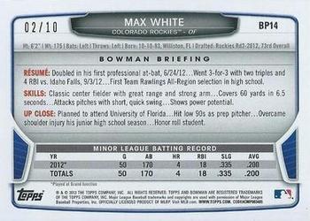 2013 Bowman - Prospects Purple Ice #BP14 Max White Back